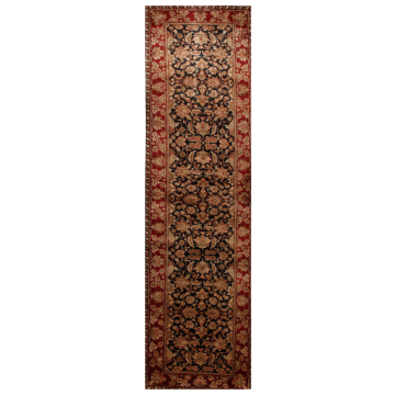 Agra Patrice Traditional Floral Black Hand Knotted Wool Rug