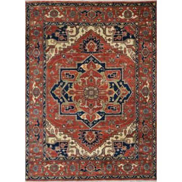 Rugsville Red Antique Serapi Persian Wool Hand Knotted Rug  70963